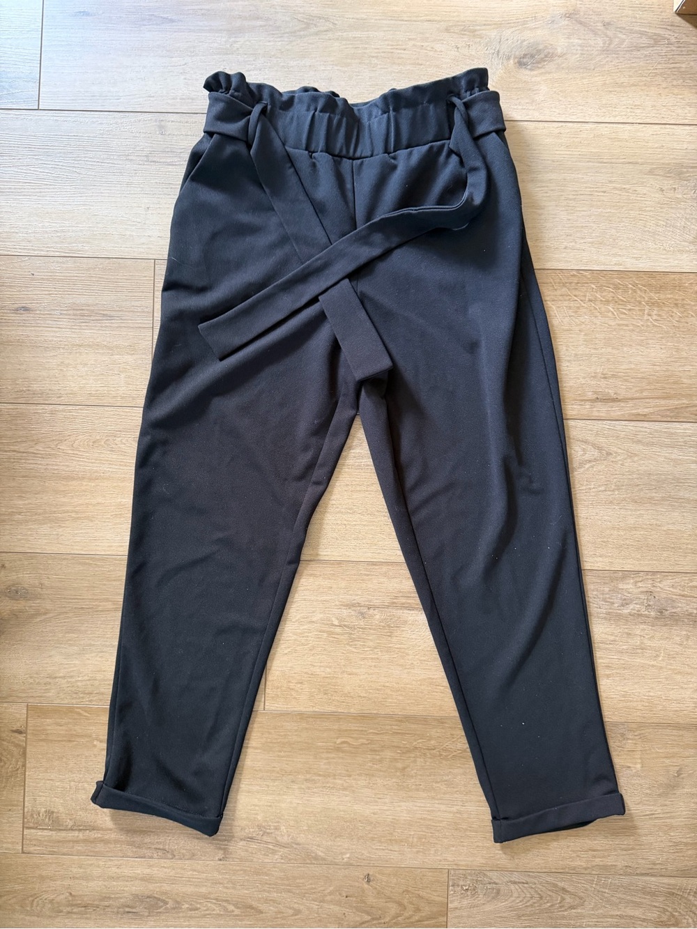 Maurices Black Paperbag Waist Tie Pants